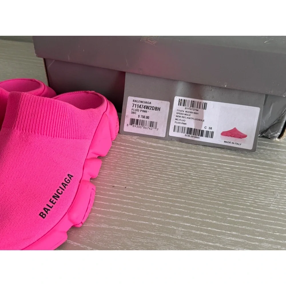 Balenciaga Speed Mule Sneakers Neon Pink 38EU 8US‎ Preowned